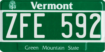 VT license plate ZFE592