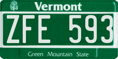 VT license plate ZFE593