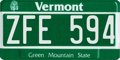 VT license plate ZFE594