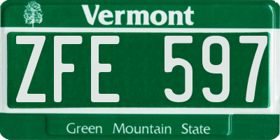 VT license plate ZFE597