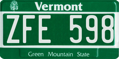 VT license plate ZFE598