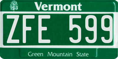 VT license plate ZFE599