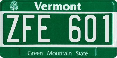 VT license plate ZFE601
