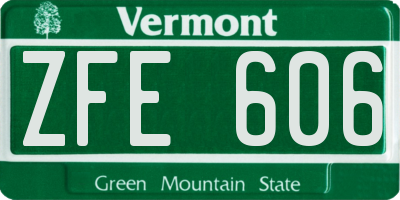 VT license plate ZFE606