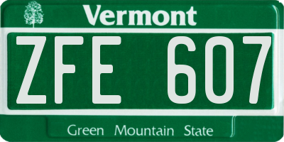 VT license plate ZFE607