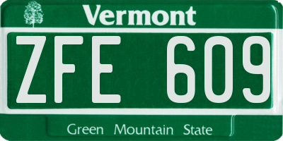 VT license plate ZFE609
