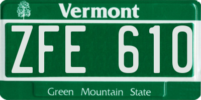 VT license plate ZFE610