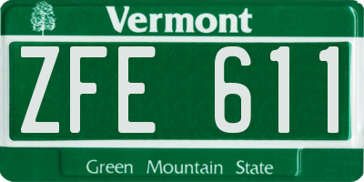 VT license plate ZFE611