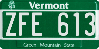 VT license plate ZFE613