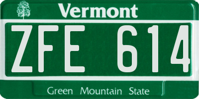 VT license plate ZFE614