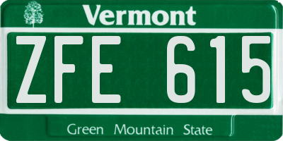 VT license plate ZFE615