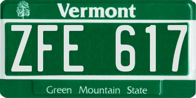 VT license plate ZFE617
