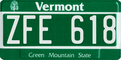 VT license plate ZFE618