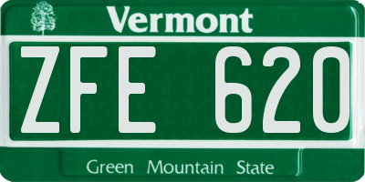 VT license plate ZFE620