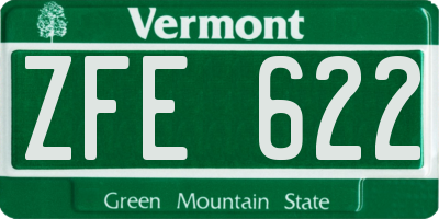 VT license plate ZFE622