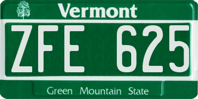 VT license plate ZFE625
