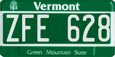 VT license plate ZFE628