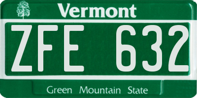 VT license plate ZFE632