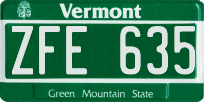 VT license plate ZFE635