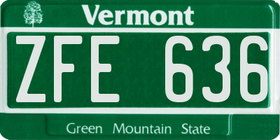 VT license plate ZFE636