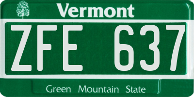 VT license plate ZFE637