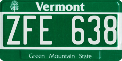 VT license plate ZFE638