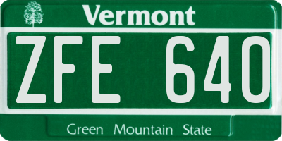 VT license plate ZFE640