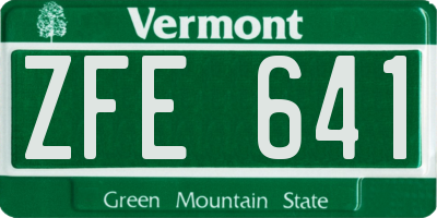 VT license plate ZFE641