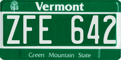 VT license plate ZFE642