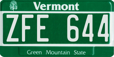 VT license plate ZFE644