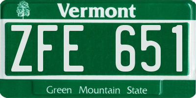 VT license plate ZFE651