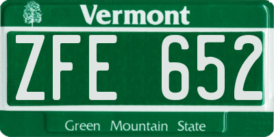 VT license plate ZFE652