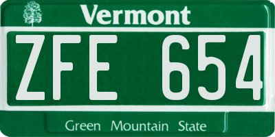 VT license plate ZFE654