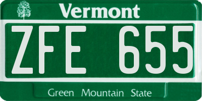 VT license plate ZFE655
