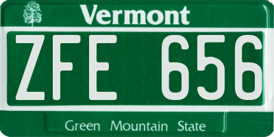 VT license plate ZFE656