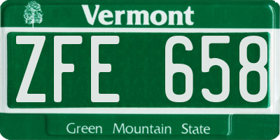VT license plate ZFE658