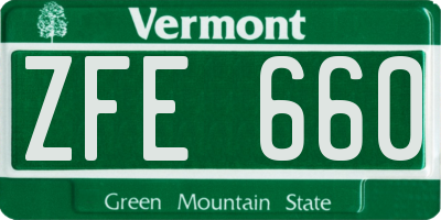 VT license plate ZFE660