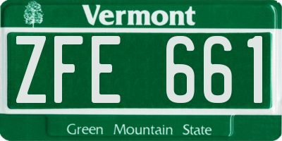 VT license plate ZFE661
