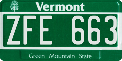 VT license plate ZFE663