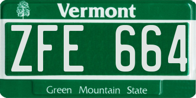 VT license plate ZFE664