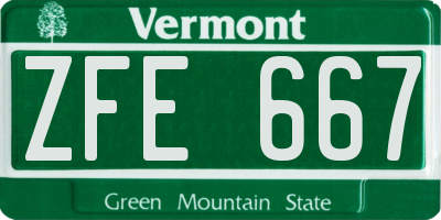 VT license plate ZFE667