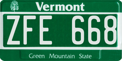 VT license plate ZFE668
