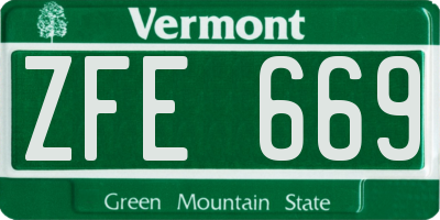 VT license plate ZFE669