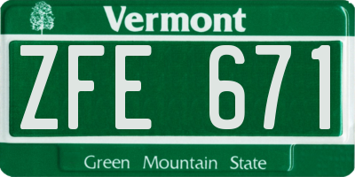 VT license plate ZFE671