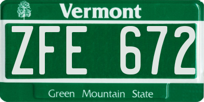 VT license plate ZFE672