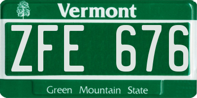VT license plate ZFE676