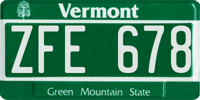 VT license plate ZFE678