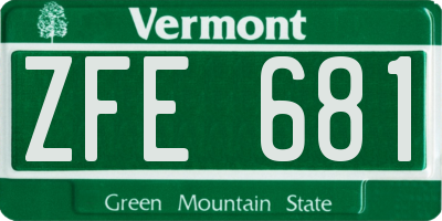 VT license plate ZFE681