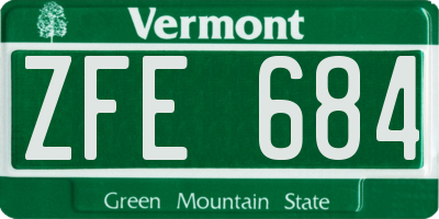 VT license plate ZFE684