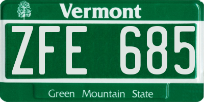 VT license plate ZFE685